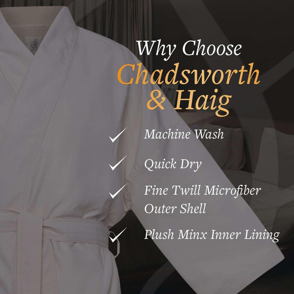 Microfiber Plush Kimono Robe with Minx Plush Lining | Style: MPK3000 - Luxury Hotel & Spa Robes by Chadsworth & Haig